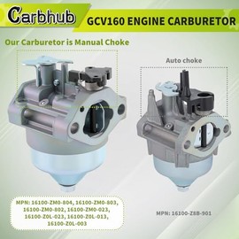 Carbhub GCV160 Carburador de estrangulador manual para Honda GC160 GCV160 GCV160A GCV160LA HRR216 HRS216 HRT216 HRZ216 Lavadora a presión...