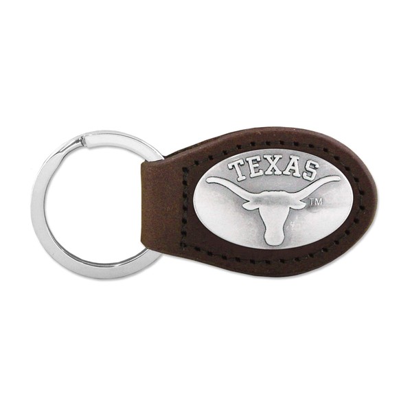 NCAA Texas Longhorns Brown Leather Concho Key Fob, One Size