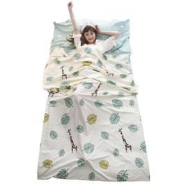 TRIWONDER Cotton Sleeping Bag, Sleeping Bag Lining, Lightweight and Compact, Sleeping Bag Inlay, Summer Sleeping Bag, Travel Sleeping Bag for Travel (White, M - 120 x 230 cm)