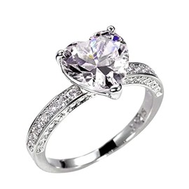 Psiroy 925 Sterling Silver Plated Cubic Zirconia Heart Promise Ring for Women Size 8