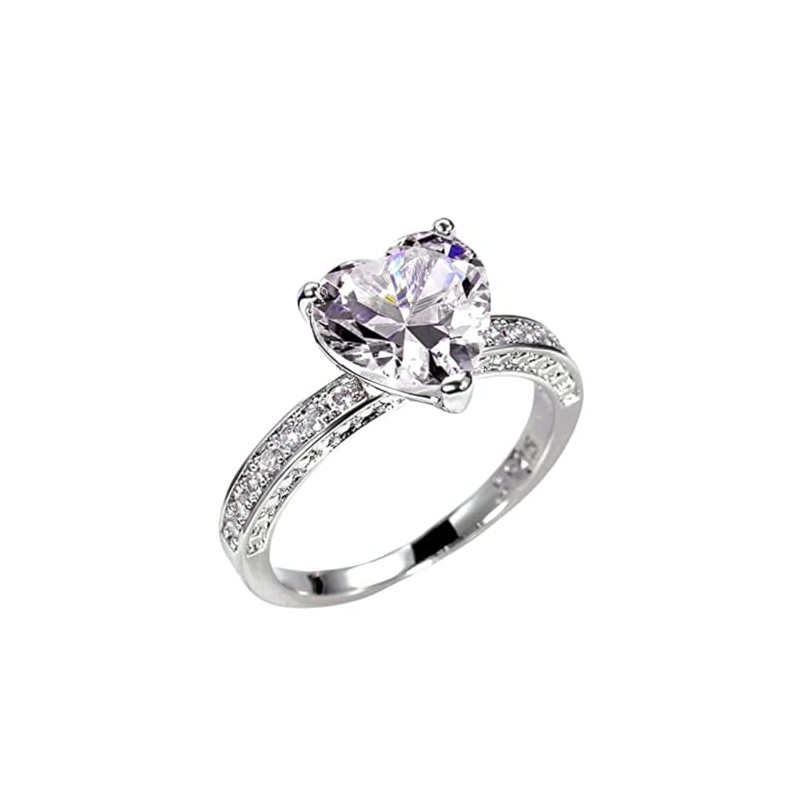 Psiroy 925 Sterling Silver Plated Cubic Zirconia Heart Promise Ring