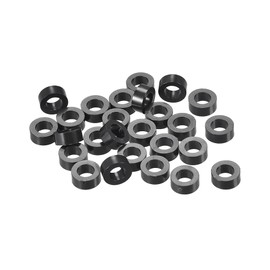 sourcing map ABS Round Spacer Washer ID 4.2mm OD 7mm L 3mm Plastic Standoff for 3D Printer TV Wall Mounting Electrical Outlet, Black, 100Pcs