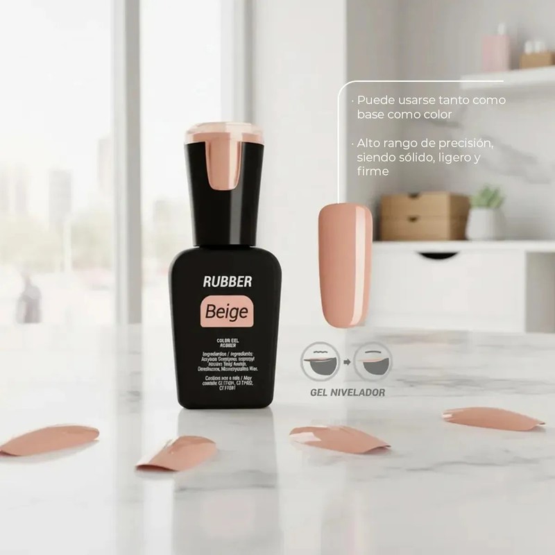 Rubber Organic Nails Pink Beige O Clear De 15ml A