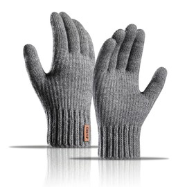 AYPOW Winter Warm Knit Gloves, Touch Screen Fashion Slouchy Gloves, Thermal Fleece Lined Stretchy Gloves, Men and Women Outdoor Sports Activities Running Cycling Hiking Driving Working Gloves
