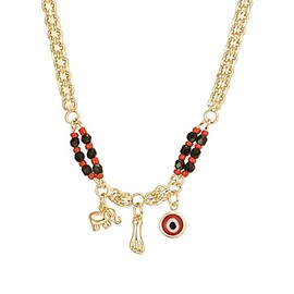 sineed Azabache Evil Eye Elephant Protection Necklace 14K Gold Plated Good Luck Jewelry