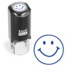 ExcelMark Round Teacher Stamp - Smiley FACE 1 - Blue