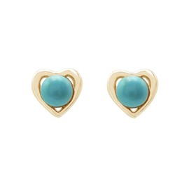 Turquoise Heart Gemstone Stud Earrings 925 Sterling Silver Earrings for Women Small Jewelry Gift for Women, Sterling Silver, Turquoise