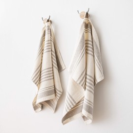 LinenMe 47 x 70 cm Linum Cream Linen Tea Towel, Set of 2