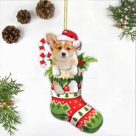 JYTDBCS Funny Dog Christmas Tree Ornament - Dog Lovers Gift Idea Xmas Decor - Cute Dog Christmas Tree Topper Hanging (Corgi)