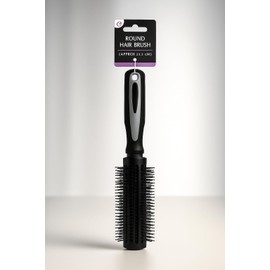 Round Hair Brush paddle Brush Black Silver Handle Round 23.5 Cm Quiff Roller Women Men Dry Wet Curly Circular Roll Radial Brushes Tangle Free Dressing Styling Straightening(1count)