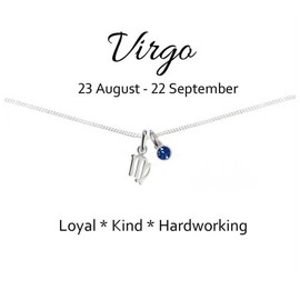 Virgo Zodiac Birthstone Necklace 925 Sterling Silver Birthday Gift for Girls Women