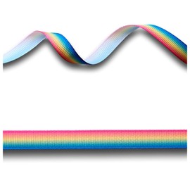Rainbow Gradient Striped Grosgrain Ribbon 9-10mm Wide Pink Yellow Blue Green 2 Yards (1.82 metres), Ideal for Craft Projects, Scrapbooking, DIY Hair Bows, Present Wrapping etc.