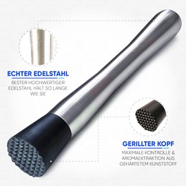 Premium Stainless Steel Cocktail Muddler - Perfect for Professional Bartender & Cocktail Lovers - Professional Bar Accessories HSYTEK