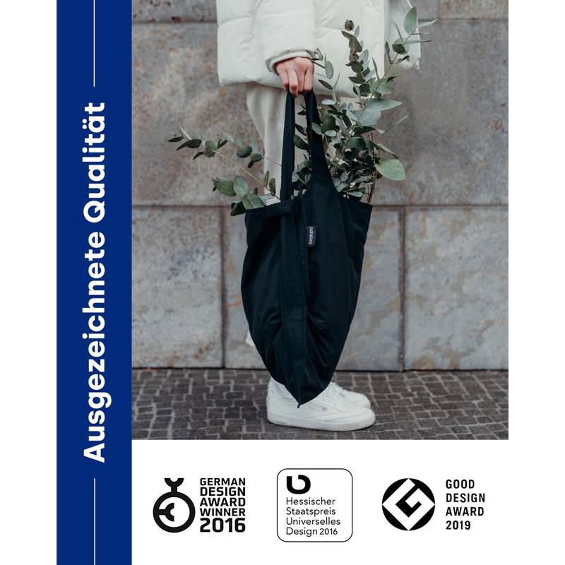 Notabag Original Water Resistant Reusable Foldable Bag and Backpack (Black),