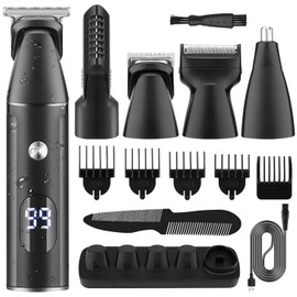 16 en 1 Kit de Rasurado para Hombre,Afeitadora Electrica,Barbero Eléctrico con Cabezal de Succión Magnético,Carga Rápida USB y Base,Máquina para Cortar Cabello de Barba/Nariz/Pelo/Cara/Cuerpo