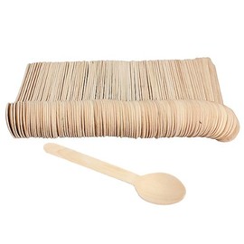 Vktech Disposable Wooden Spoon, Economical Pack of 100