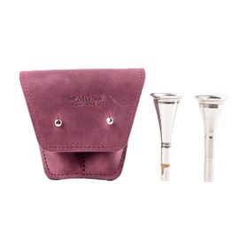 French Horn Mouthpiece Holder made of Genuine Leather for 2 Mouthpieces Double Pouch mouthpiece protection bag Mouthpiece case (Double, Marsala)