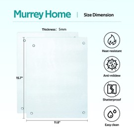 Murrey Home Glass Cutting Board Set for Kitchen Counter, Tempered Glass Chopping Boards Dishwasher Safe, Large Frosted Countertop Tray, 16"x12"