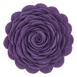 KINGROSE 3D Flower Decorative Throw Pillow Round Cushion for Sofa Chair Couch 14 Inches Round Purple