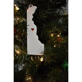 DELAWARE STATE OUTLINE DOVER RED HEART ORNAMENT HOLIDAY CHRISTMAS USA PR244-DE