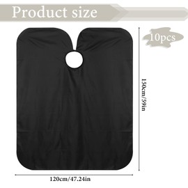 10 Pack Black Waterproof Hair Salon Cape Large Hair Cutting Salon Cape with Metal Snap Closure Haircut Apron for Women Men Hairstylists, Black