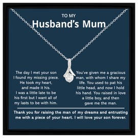 To My Husband's Mum Necklace Thoughtful Gift for Mother-in-Law with Heartfelt Message, Elegant Pendant for Wedding, Anniversary, Birthday, or Mother's Day