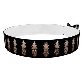 Ananas schwarz/gold - Stoffarmband aus Satin - wasserfestes & langlebiges Armband - modisches Accessoire für Damen & Herren - perfektes Geschenk für Ananas-Liebhaber - Festivalarmband