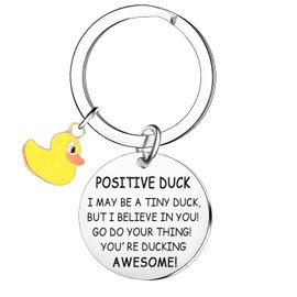 MADHAHEFU Emotional Support Duck Gift Funny Duck Keyring Inspirational Gifts Friend Birthday Gifts Good Luck Cheer Up Gifts Positive Gifts For Friends Bestie Duck Lover Gifts
