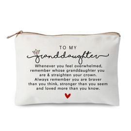 To My Granddaughter Cosmetic Bag Gift, Gift For Granddaughter, Granddaughter Graduation Gift, Makeup Bag Gift, from Grandma Grandpa Nana, Birthday Gift for Granddaughter
