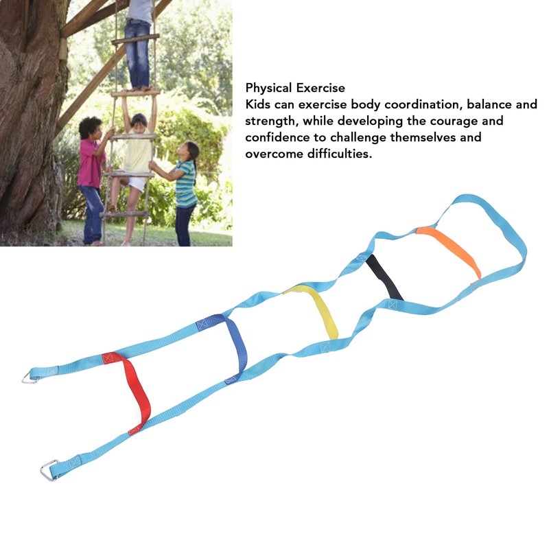 Kids Rope Ladder 6.6ft 6 Steps Colorful Climbing Rope Ladder