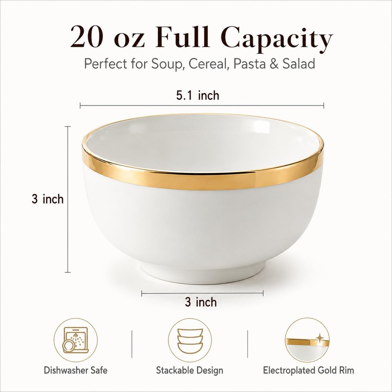 Loymokinar 20 oz Ceramic Bowls Set of 6 – Modern