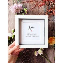 The Little Gem Company - Handmade Mini Box Poem Frame - Nana - White