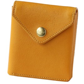 Ikenohata Silver Leather Shop CRAMP Clamp, Italian Shrink Leather Garcon, Slim Wallet, Men's, Women's, yellow