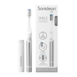 Soniclean 4U Sonic Toothbrush, Oral Care, Electric Toothbrush for Adults, Battery Toothbrush for Adults, Sonic Electric Toothbrush, Electric Toothbrushes with Cover, Silver
