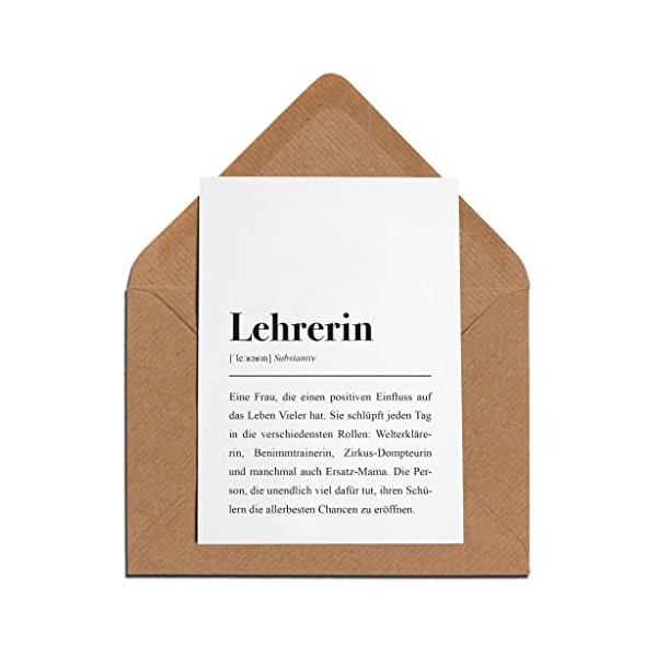 Lehrerin Karte mit Umschlag ‚Äì Lehrerin Definition