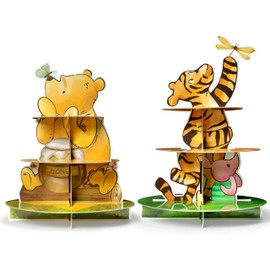 Z1juce Winnie Birthday Cupcake Stand - 2 Set Winnie Theme Cardboard Dessert Holder for Baby Shower Decorations Cute Winnie Cupcake Tower Winnie Cupcake Display Stand for Birthday Party Supplies