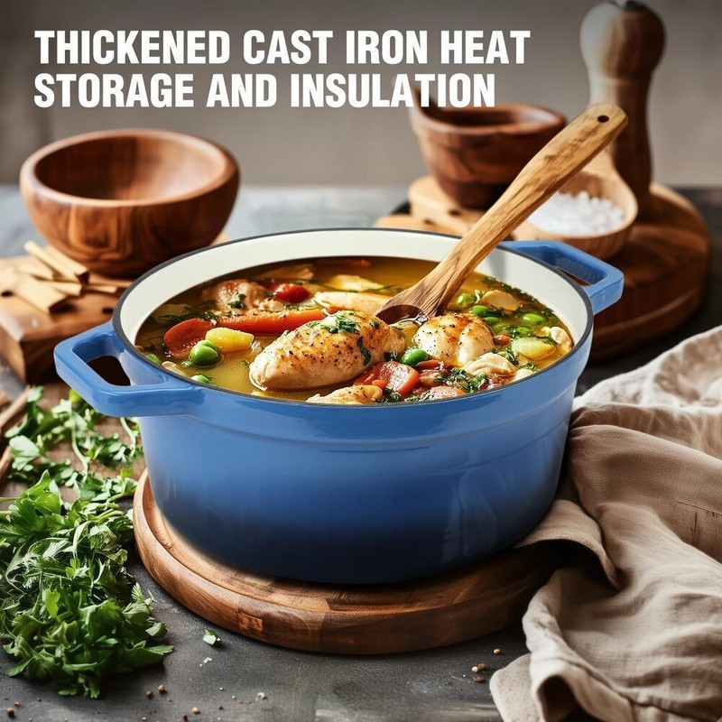 HAUSHOF 5.3QT Enameled Cast Iron Dutch Oven with Lid Non-Stick