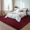 Foxmas Soft Fluffy Area Rugs for Bedroom, Burgundy Red Plush
