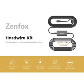 Zenfox Hardwire kit 3-Line Cable with Mini USB Port 12/24V Compatible, Low Voltage Protection for T3 Dash Cam