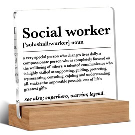 Social Worker Gifts, Social Worker Definition Gift, Social Worker Gifts for Women Men, Social Worker Office Decor Acrylic Sign, 4 x 4 Inches