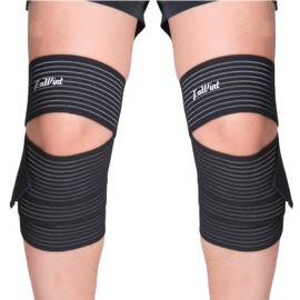 Luwint Elastic Compression Bandage - Ankle Brace Wrist Leg Calf Wraps Support for Sports, Weightlifting, Fitness, Running - Knee Straps for Squats Men Women, 1 Pair (Black / 80'' Length)