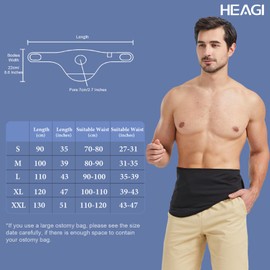 Heagimed Stoma Belt for Men Woman, Adjustable Stealth Belt for Stoma Bags, Ostomy Support Belt for abdominal ileostomy care, Inner Pocket to Hold Stoma Pouch for Sport & Swimming, Size M (31"-35")