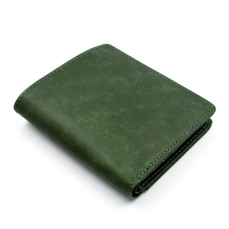 Exbeita Men's Bifold Wallet, Italian Leather, Genuine Leather, Round Zipper,