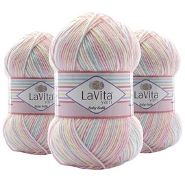 Lavita Batik Baby Yarn for Knitting 720 Yards - Pack of 3 | Soft & Silky Acrylic for Creating Baby Outfits | Hypoallergenic & Anti-Pill Yarn | 100gr Super Soft for Crocheting Blankets
