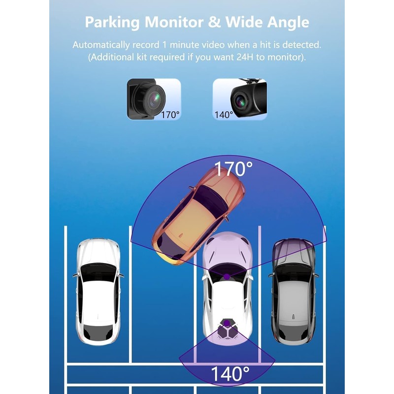 Dash Cam Front and Rear, 2.5K+1080P Dual Dash Camera for
