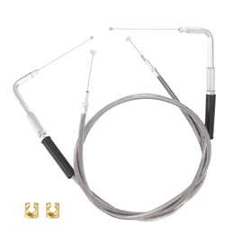 XLTOK Motorcycle Throttle Cable FitStainless Steel Throttle Idle Cable Set Compatible with Harley Davidson FXST FLST XL 1996+ FXD FLT 1999-2017 Replace 56579-02A (35.4 inch)