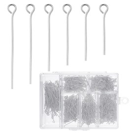 WJIAAA 1200 Pcs Eye Pins for Jewelry Making, Mini Metal Wire Eyepins Small Open Eye Head Pins for DIY Craft Beading Earrings Necklace Bracelet 31/28/25/23/20/18 Mm