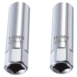 Spark Plug Spanner, Universal Socket, Spark Plug Socket, Spark Plug Spanner, 0.6 inch (14 mm/16 mm), Removal Tool, Thin Wall 2-Piece Set, Silver