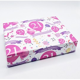 2 Sheets 21st Birthday Wrapping Paper Age 21 Birthday Pink Gift Wrap Female (AWP)