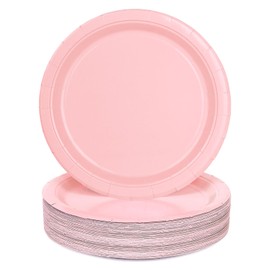 PARTY GO Party Plates Pink 9 Inch Pack of 50 Children's Birthday Boys and Girls Party Decoration Accessories Paper Plates